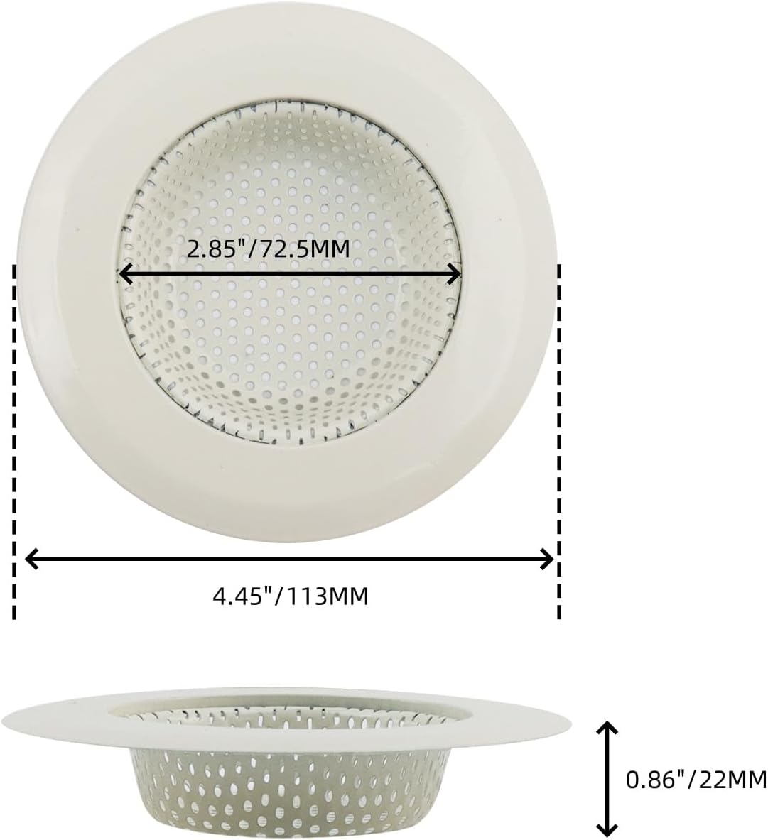 Bitray キッチンシンク排水ストレーナー ステンレススチールシンクストレーナーバスケット ラージワイドリム直径4.5インチ-ホワ