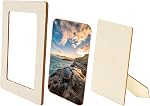 Lawei 12 Pack DIY Wood Picture Frames for Crafts, Unfinished Wooden Photo Picture Frames for 4 x 6 in Photos, Standing Blank Postcard Picture Frames for Crafts, DIY Painting, Home Party Decorate