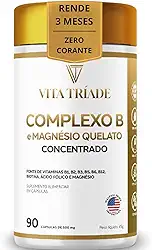 Complexo B Concentrado com Magnésio - Vitamina B12, Ácido Fólico, Biotina, B6, B5, B3, B2, B1-90 Cápsulas Rende 3 meses Vita Tríade