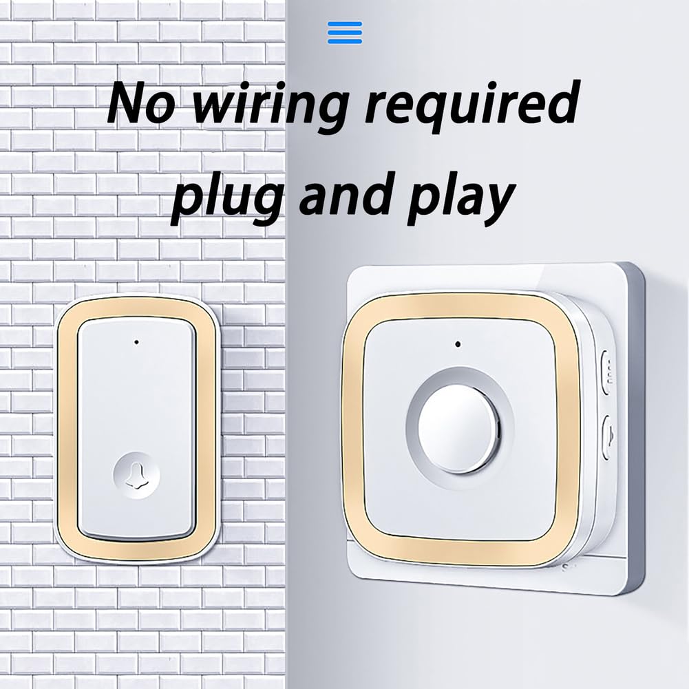 Timbre Inalámbrico Exterior Impermeable IP55,Timbre Puerta de Casa con 2 Receptores,300m Alcance, 5 Niveles de Volumen y 60 Melodías, Doorbell al Estilo de la Batería,Black Silver