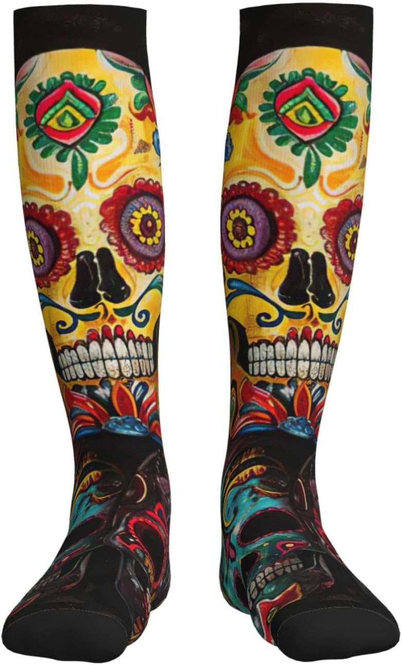 Sugar Skulls Print Compression Running Socks For Men And Women Athletic Socks For Everyday Use Socks