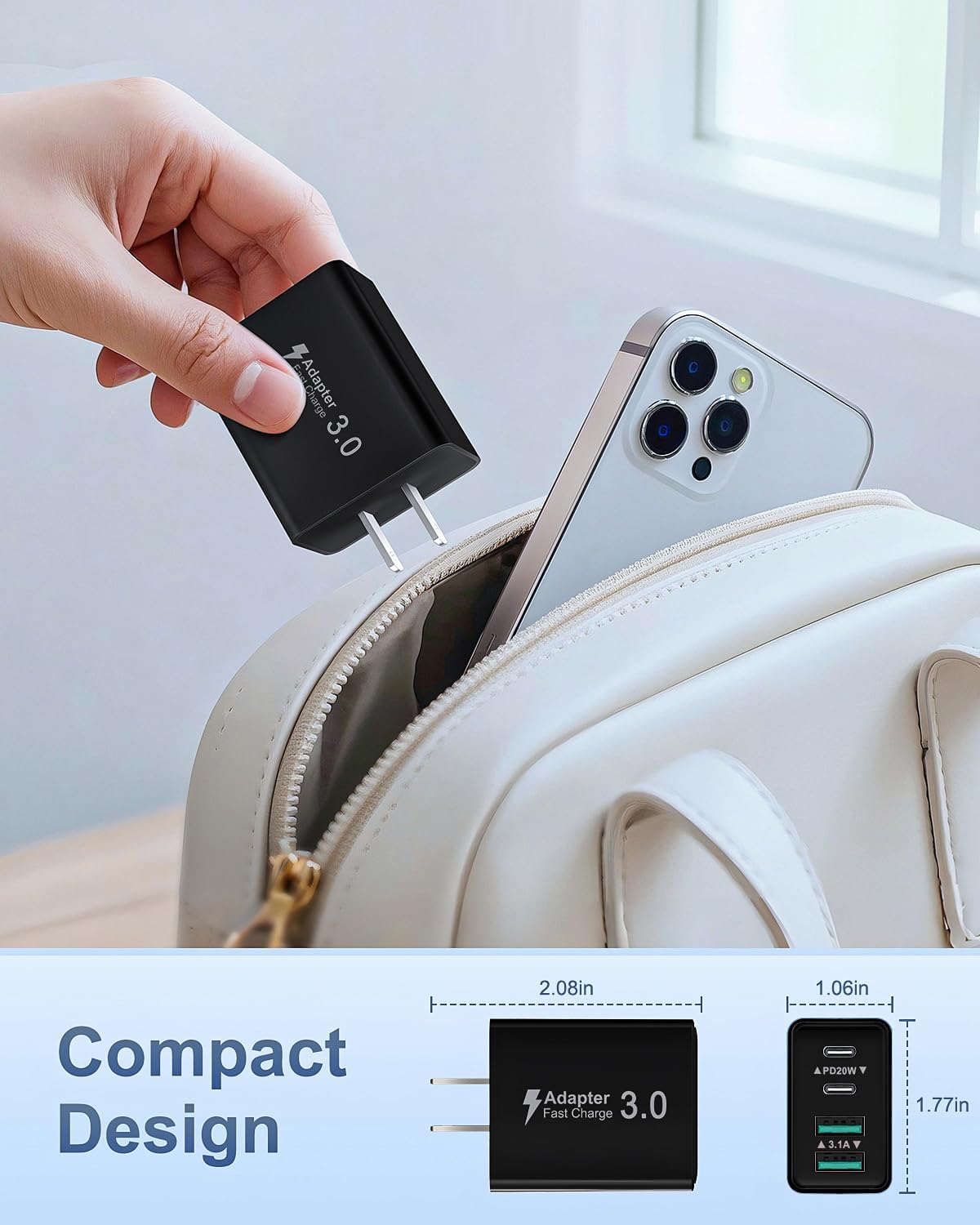 USB C Charging Block, 4-Pack 40W 4 Ports USBC Fast Charger Block Dual PD Power Adapter +QC 3.0 USB Wall Plug Multiport Type C Charger Cubes Box for iPhone 16 15 14 13 12 11 Pro Max Plus, iPad,Samsung thumbnail