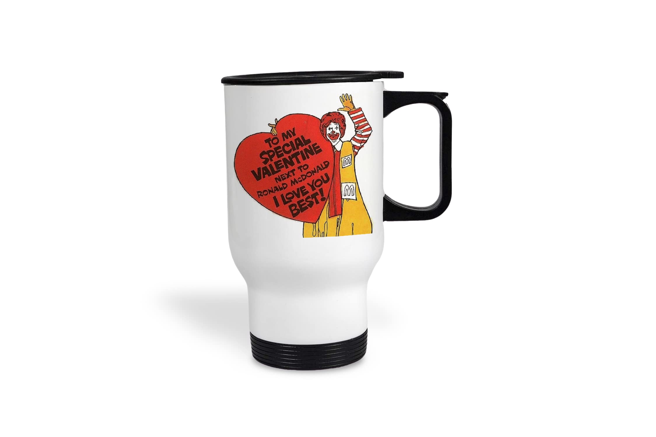 Ronald McDonalds Love Valentine's Day Travel Mug Retro Design Card Hallmark Personalised Gift for Girlfriend Boyfriend Partner Love Couple