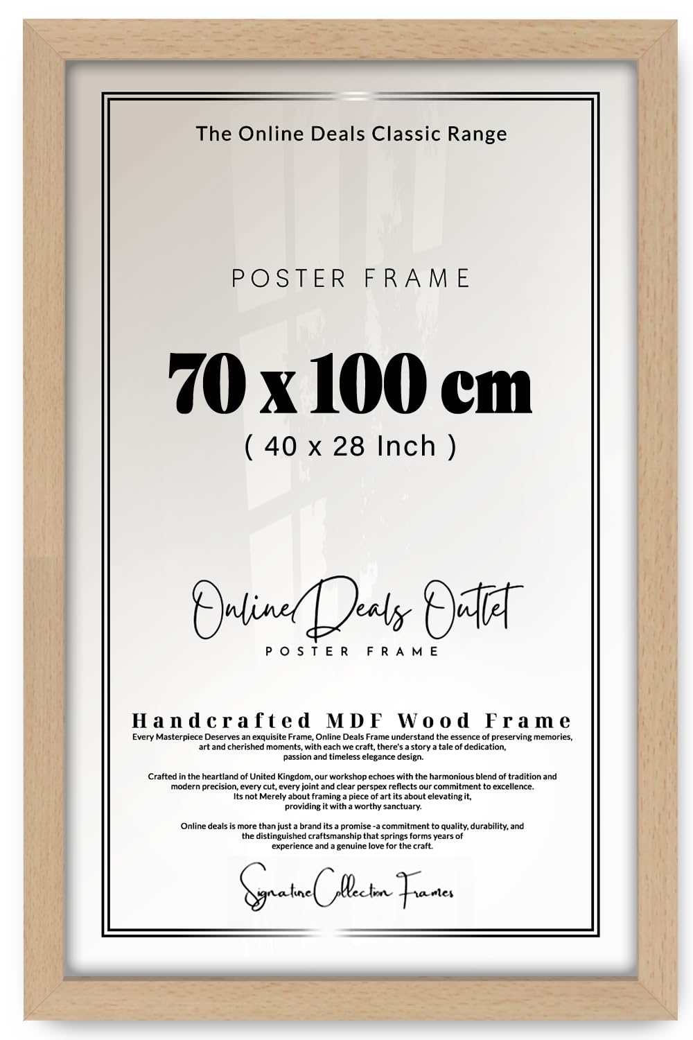 Online Deals | MDF Picture Frame (70 x 100 CM) 100 x 70 cm for Inspirational Wall Quotes, Typography & Art Gallery, Lightweight MDF Finish, Easy Hanging Hooks [ Beech ]
