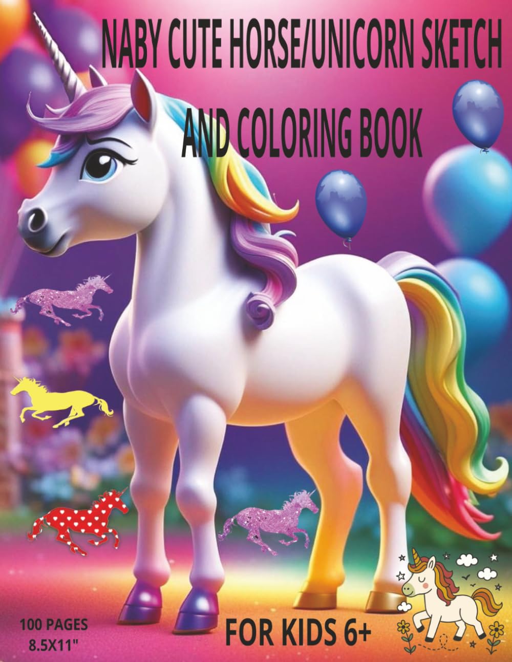 NABY CUTE HORSE/UNICORN SKETCH AND COLORING BOOK