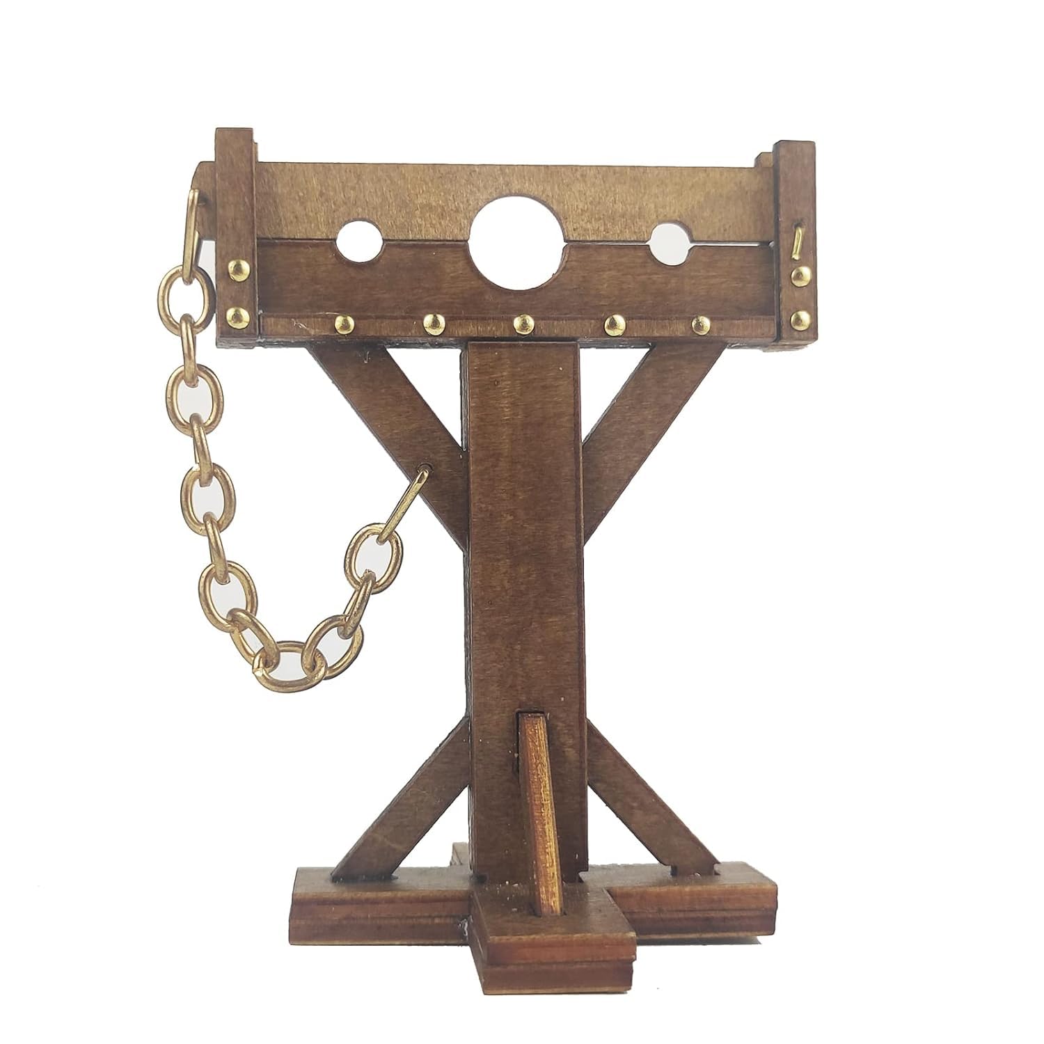 Handmade Wooden Ancient Simulation Model Medieval Pillory French Guillotine Prison Cage Coffin Creative Scene Accessories Props Decoration Ornaments (D)
