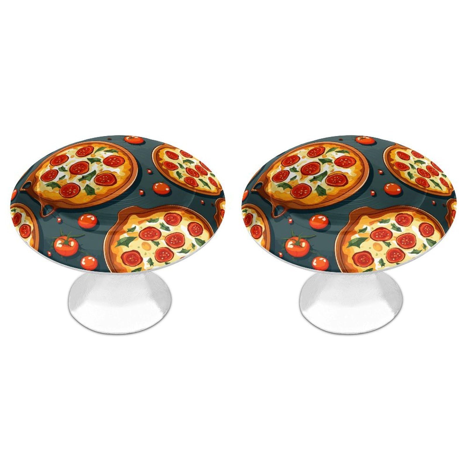 FekiLoot Pizza Food Cabinet Knobs Personality Stainless Steel Round Drawer Handles Circle Modern Cabinet Handles Drawer Knobs for Kitchen Dresser Bathroom Cupboard Furniture