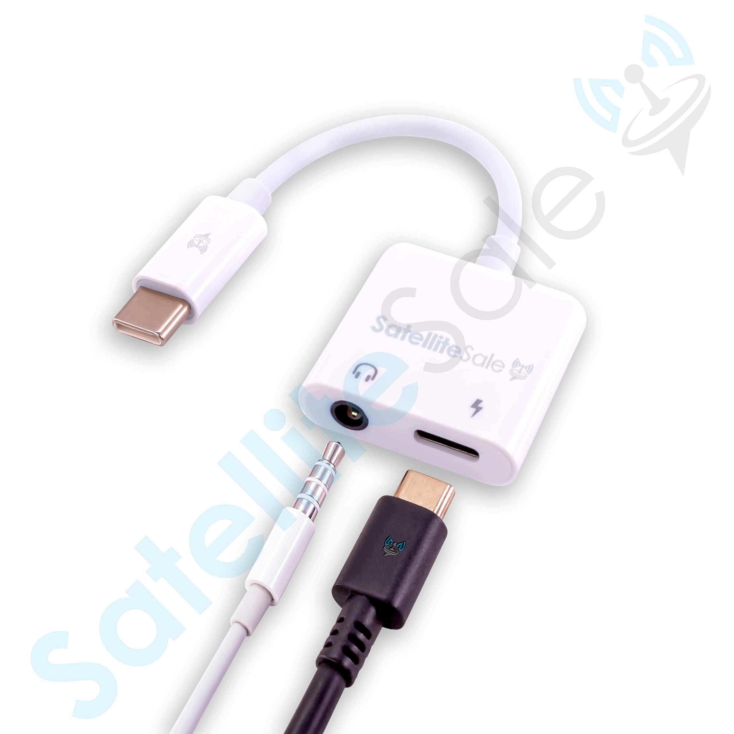 SatelliteSale Universal USB Type C to AUX 3.5mm Jack and USB Type-C Charger Adapter Male to Female Converter