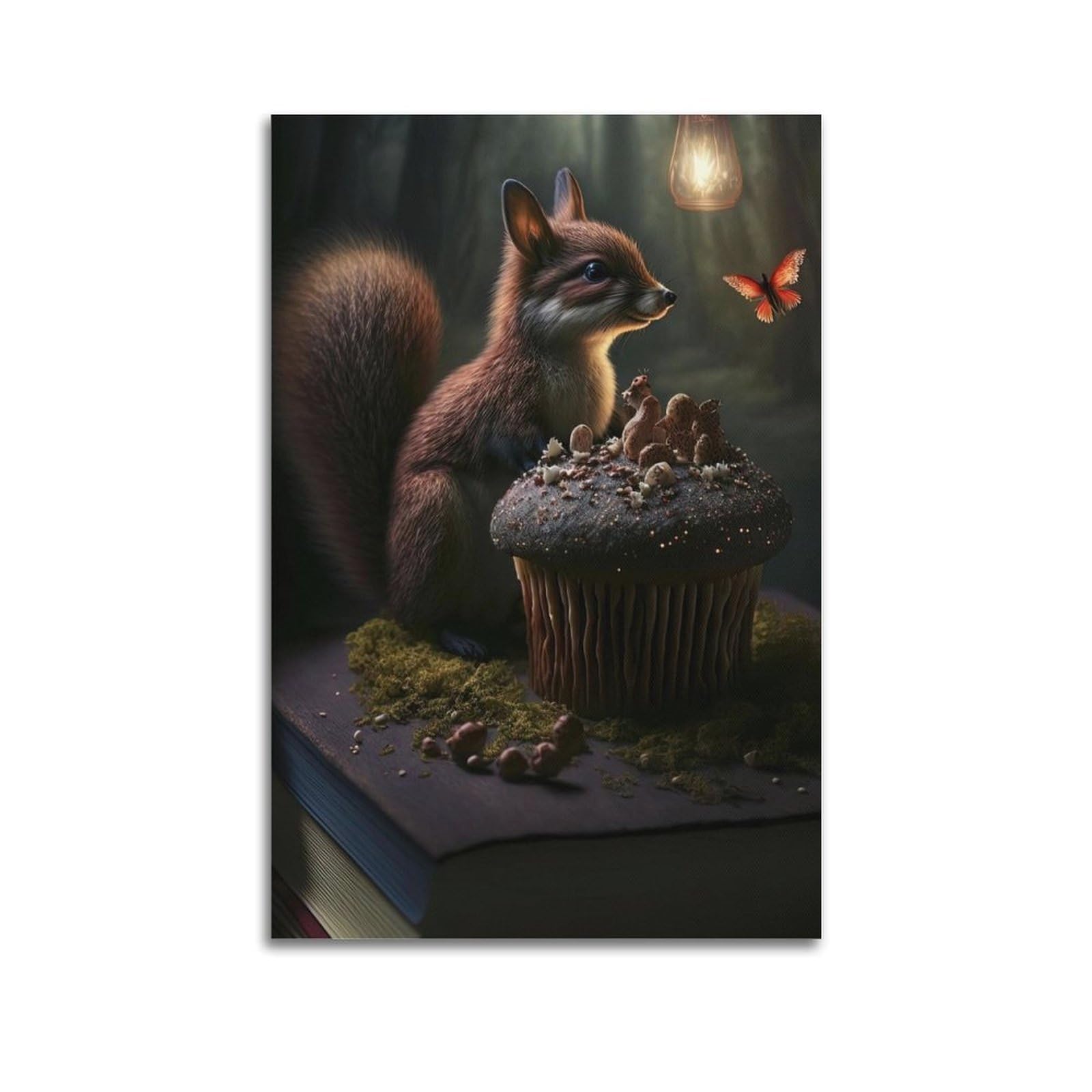 CXHJCA Animal Poster Squirrel And Butterfly Poster Decorative Painting Canvas Wall Posters And Art Picture Print Modern Family Bedroom Decor Posters 20x30inch(50x75cm)