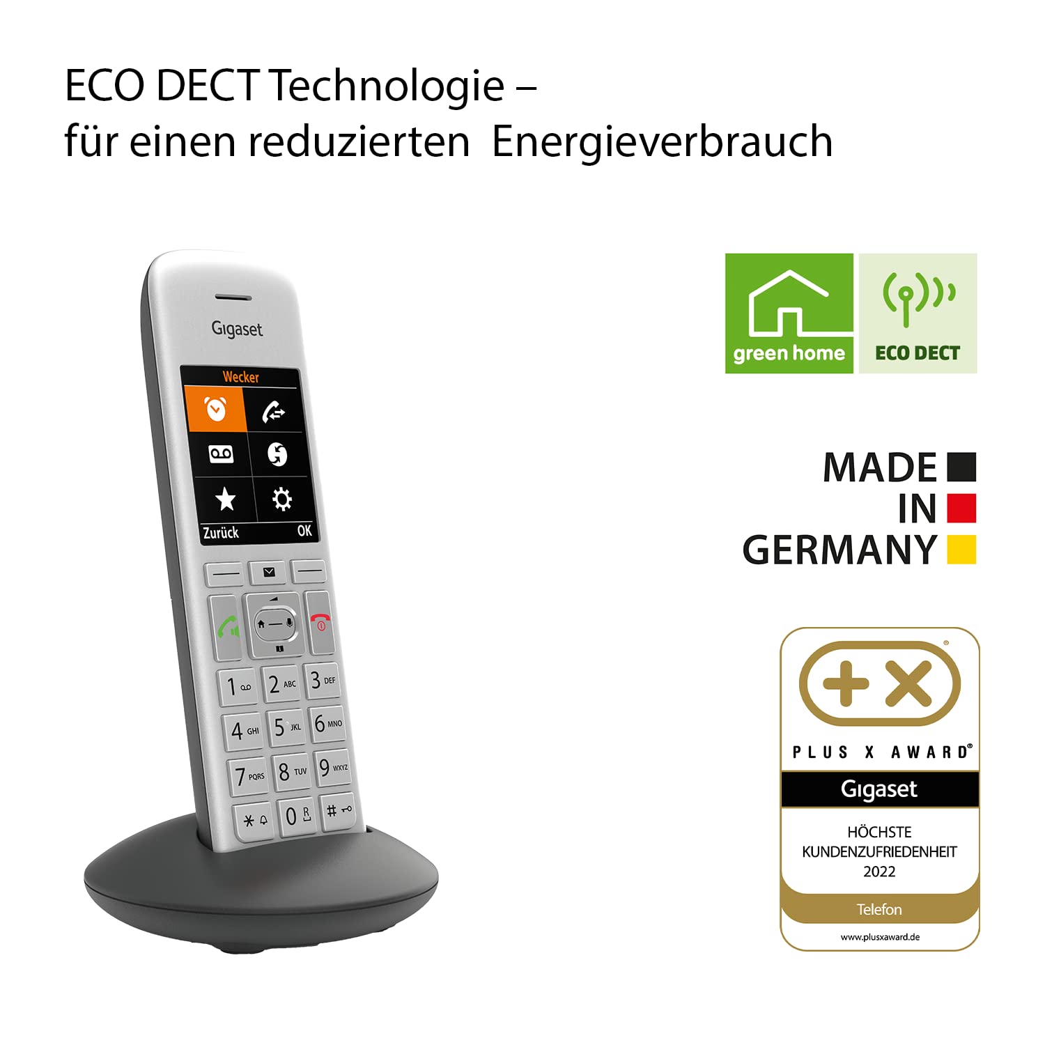 Gigaset CE575HX - DECT-Mobilteil mit Ladeschale - hochwertiges Schnurloses Telefon für Router und DECT-Basis - Fritzbox-kompatibel - moderne Benutzeroberfläche - Mobilteil mit Ladeschale, silber