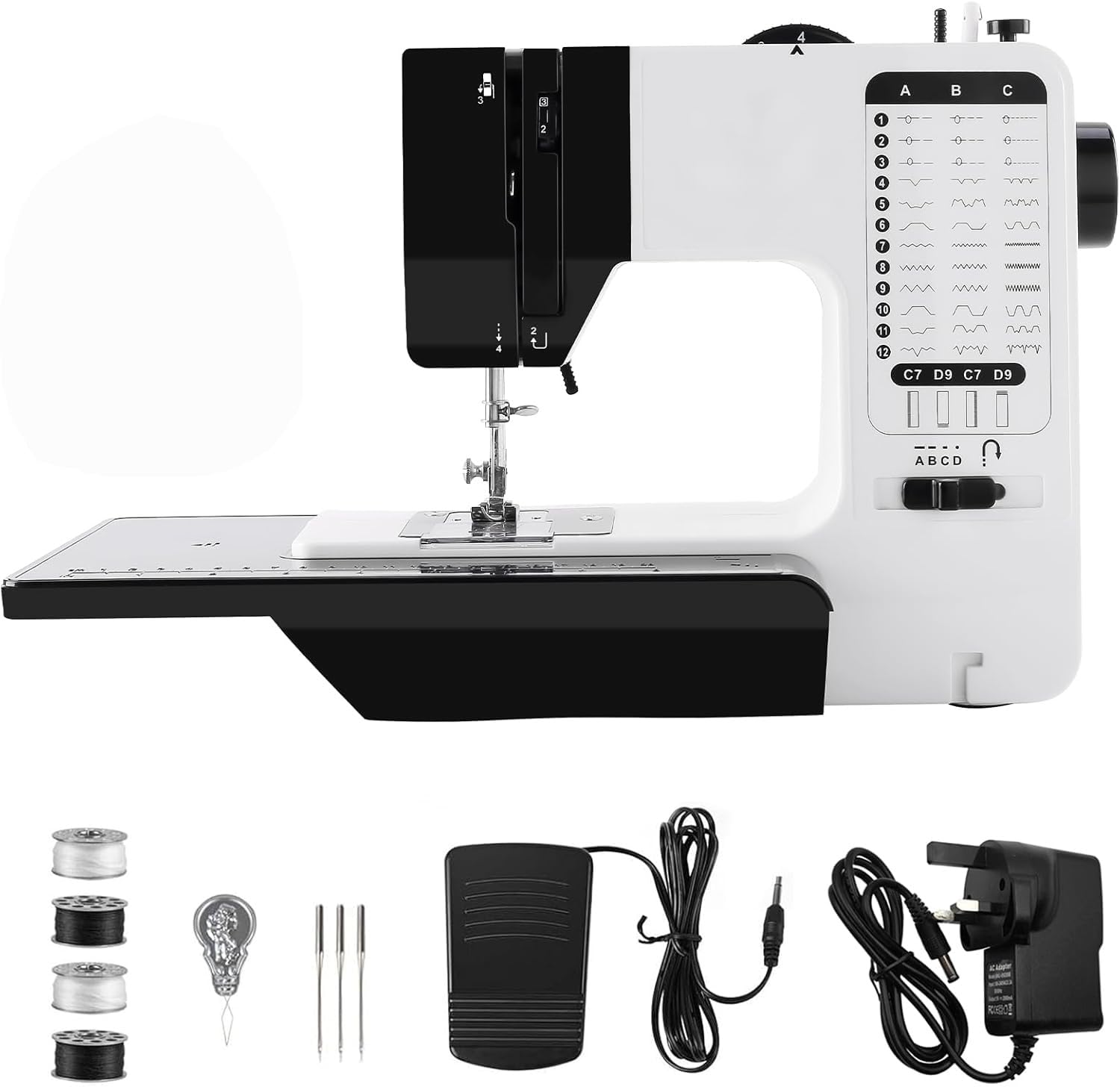 LetCart Sewing Machine, 38-Stitch Double Needle Sewing Machine Compact Lightweight Electric Sewing Kit with Foot Pedal, Electric Manual Drive Speed Control for Beginner Home DIY, Fabric Repair