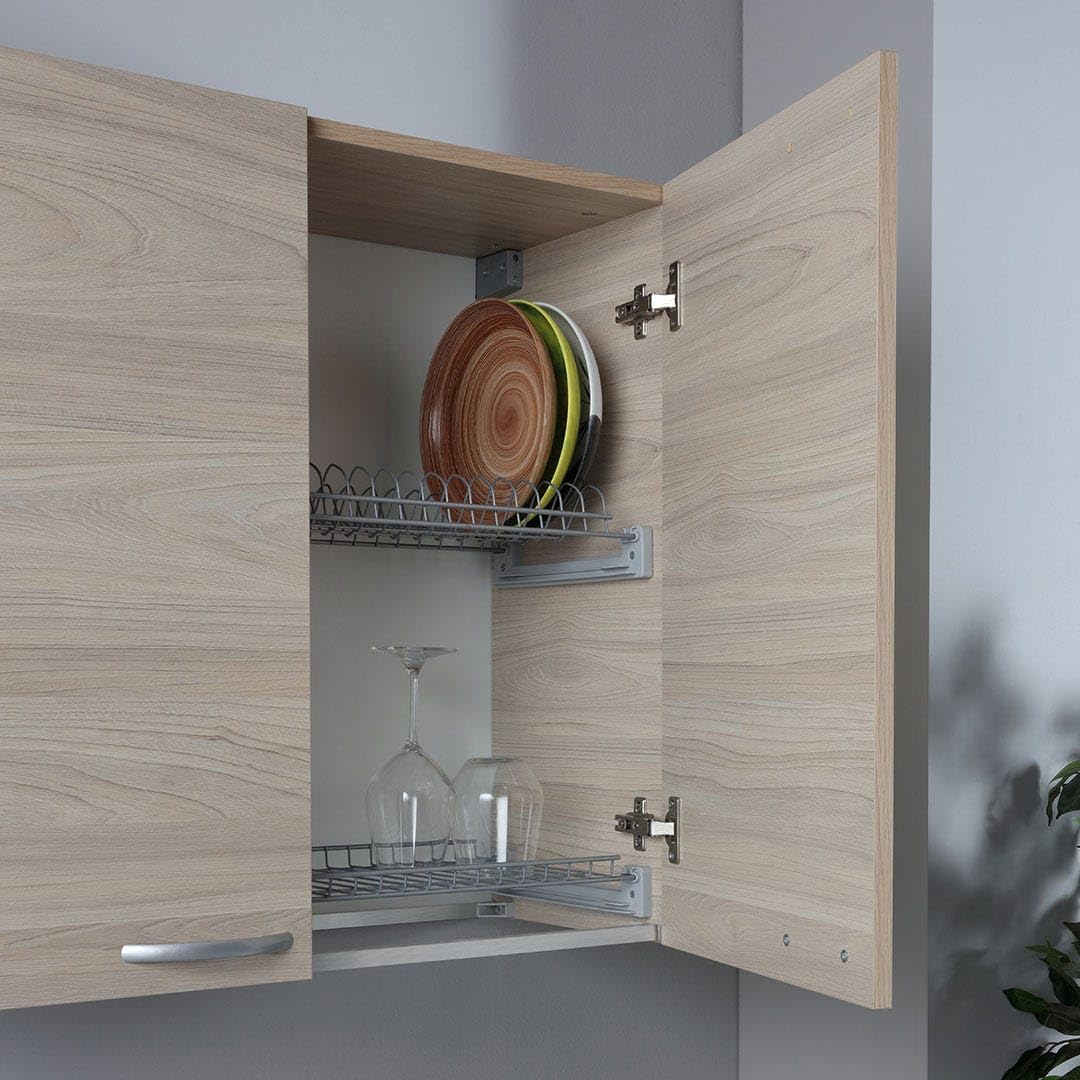 Trentiner Escurreplatos 80 cm Olmo con 2 puertas y 2 estantes – Elegancia natural para tu cocina