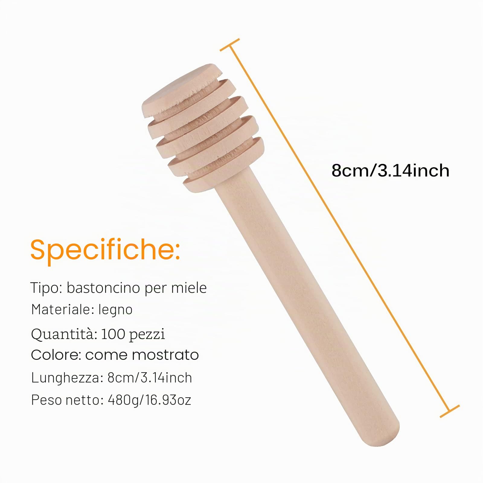 100 cucchiai di Miele,Mini cucchiai di Legno,Miele, marmellata, Piccoli Bastoncini di Miele da 8 cm, per Matrimoni, Compleanni,Baby Shower,Natale,Feste,Raccolti,Bastoncini di miscelazione