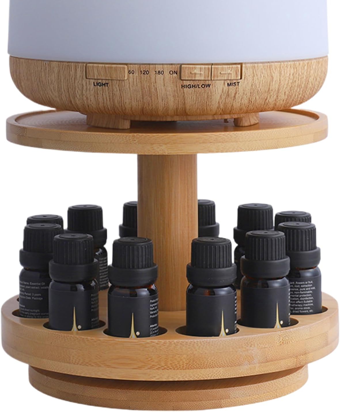Perfume Storage Display - 2 Layer Rack, Container Organizer, Cosmetic Bottle Stand, Wood Design | Natural Diffuser Tray for Home Bedroom Lounge Ornament