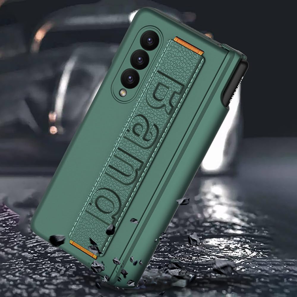 Custodia con cerniera magnetica per cinturino da polso per Samsung Galaxy Z Fold 3 Cover con schermo in vetro Slot per penna rigida per Galaxy Z Fold5 4 3 5G Custodia, colore 7, per SM Z Fold 5 5G