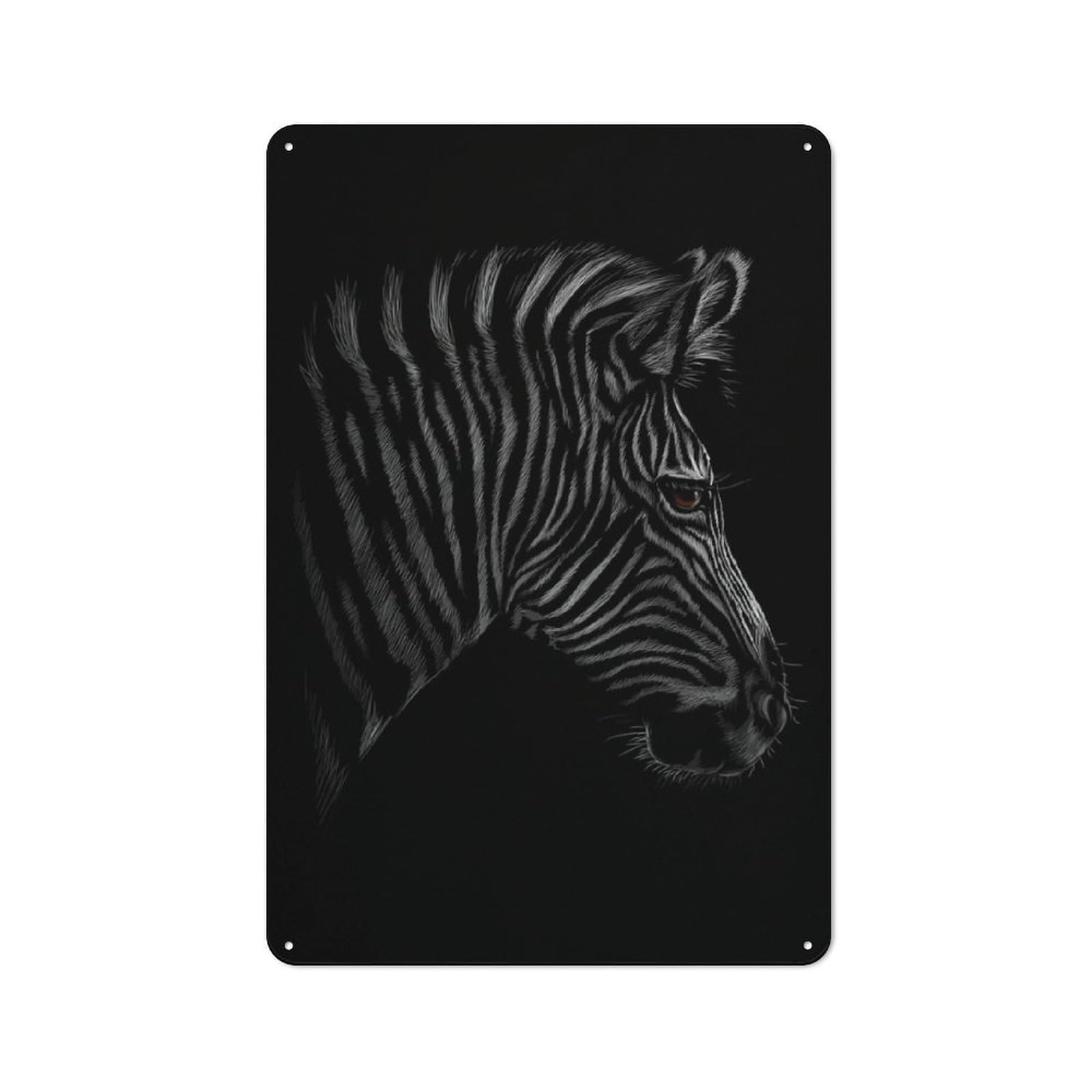 Tin Wall Plaque 30x20cm with Zebra for Hobby Room Or Studio, for Updating Hobby Room And Studio after Moving