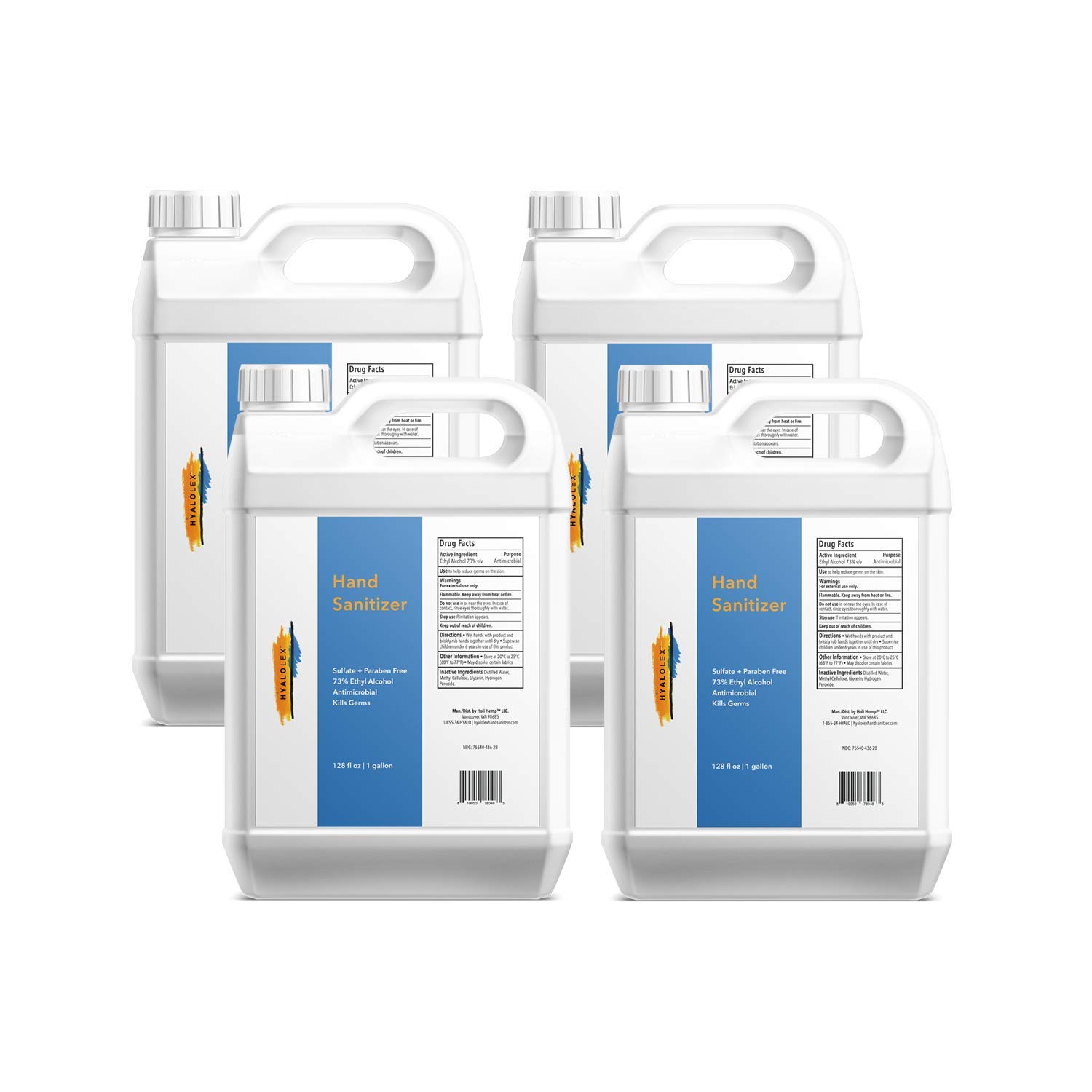 Hand Sanitizer | Set of 4 Gallon Jugs | 73% Ethyl Alcohol | PUMP INCLUDED