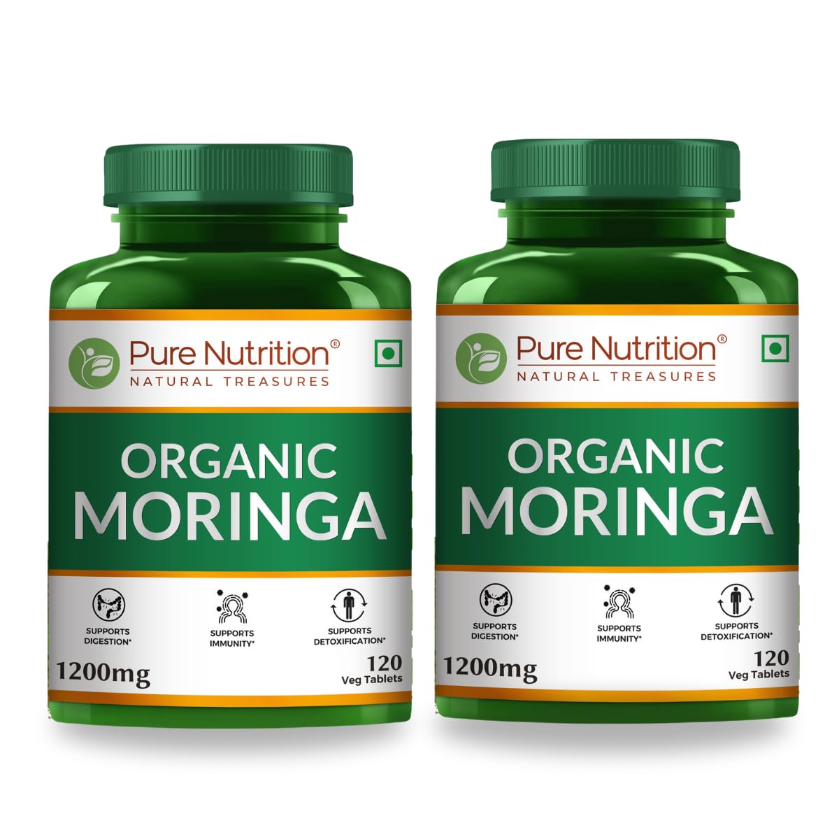 Pure Nutrition Moringa 1200mg – 240 Veg Tabs (120×2) | Rich in Antioxidants, Vitamins & Minerals | Supports Healthy Digestion, Immunity, Energy Levels & Detox | Superfood Supplement for Men & Women