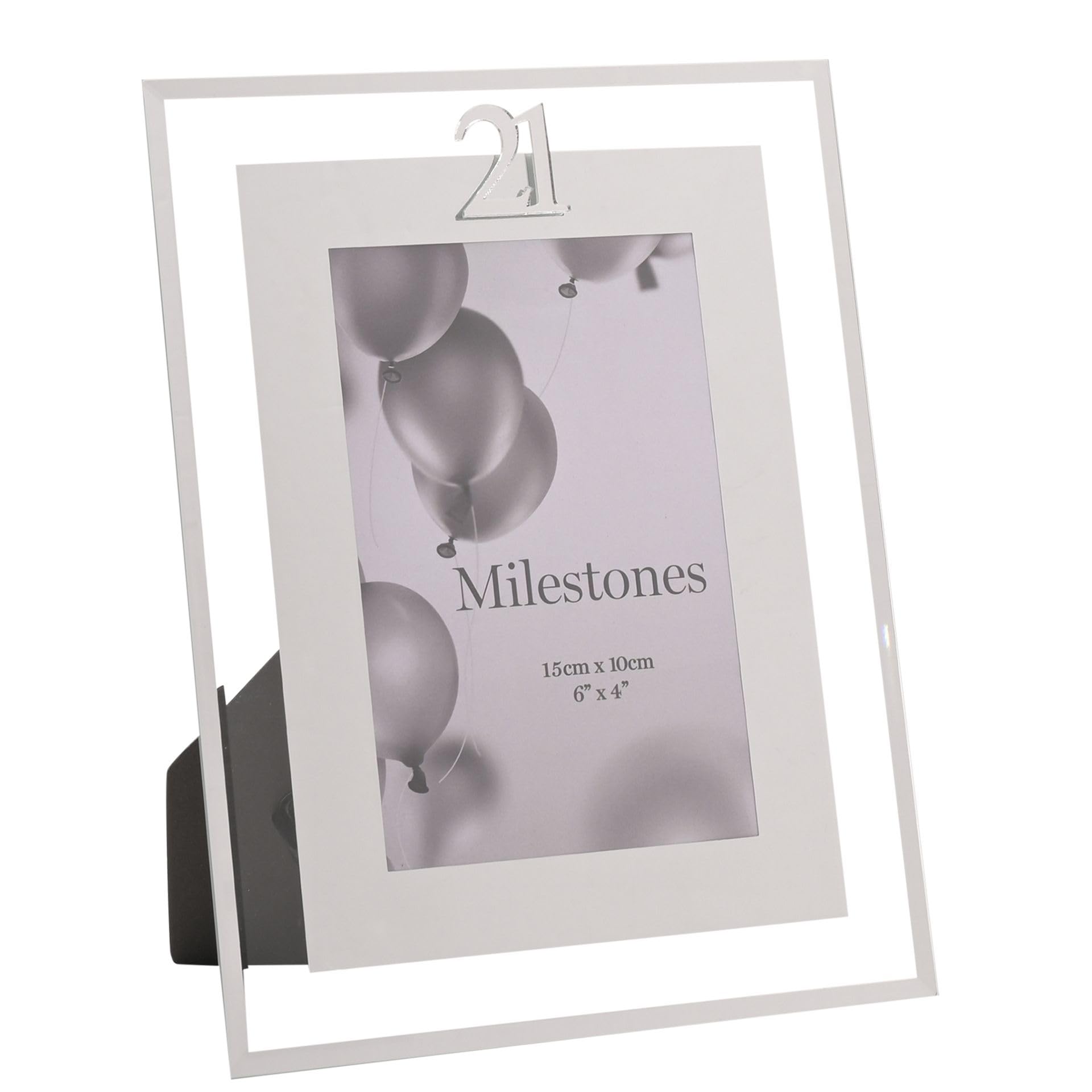 Widdop Milestones Mirror Border Photo Frame Age 21 - Photo Frame For Birthdays - Aperture 6" x 4" - Stylish Design Gift For Birthday Picture Frame