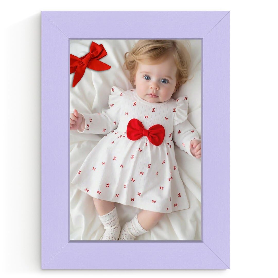 Procut Global Purple 8x6 Modern Picture Frame for Nursery, Baby Gift - Photo Frame with Perspex Front, Wall or Tabletop Display - Keepsake for Newborn, Baby Shower & First Photo Memories