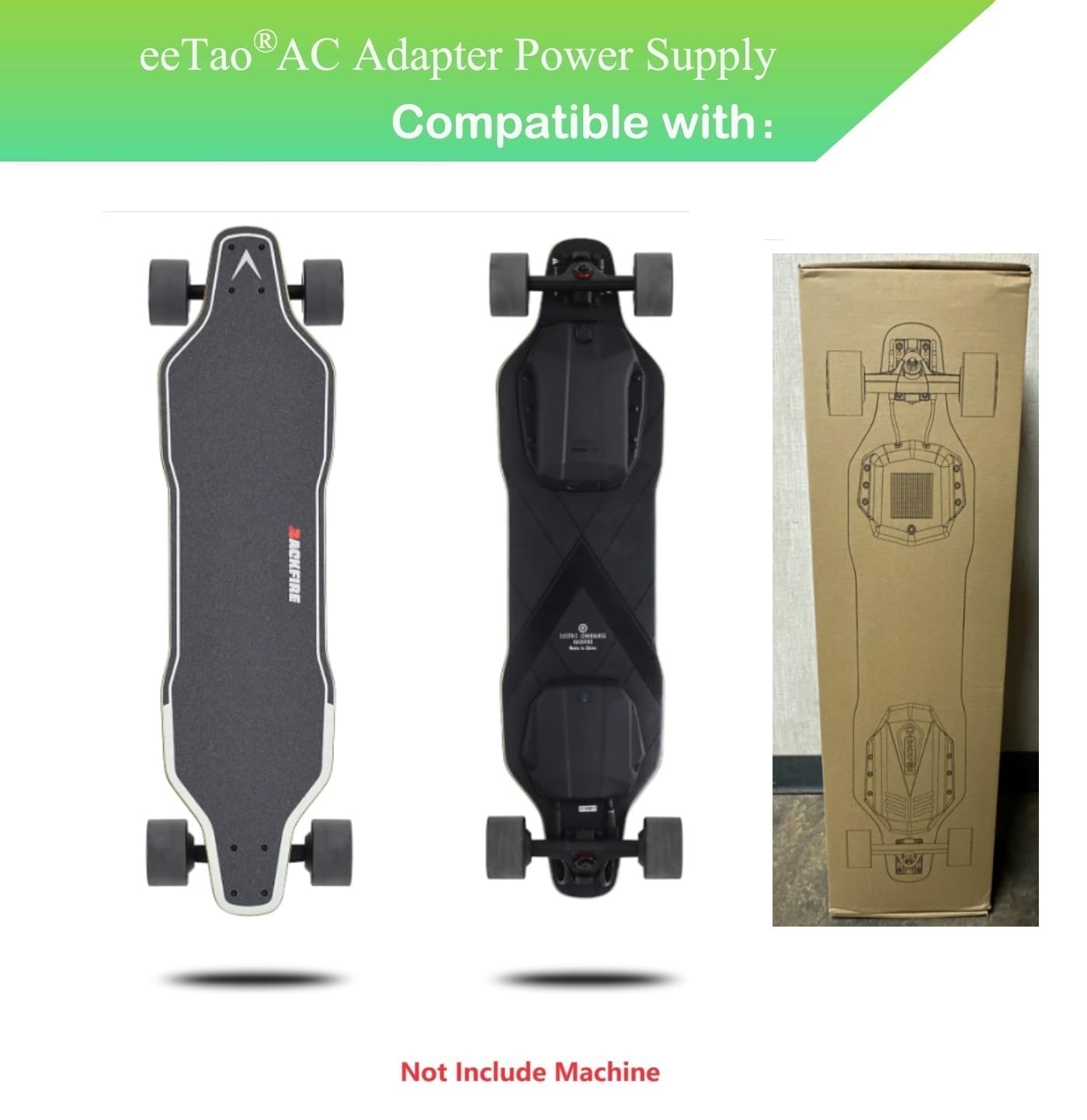 eeTao 3-Prong 42V 1.5A AC/DC Adapter Charger Compatible with Backfire G2 Electric Longboard 36V 5.2Ah 187Wh Lithium-ion Li-ion Battery FY0634201500 42VDC 1500mA 42.0V DC42V Power Supply Cable Cord PSU