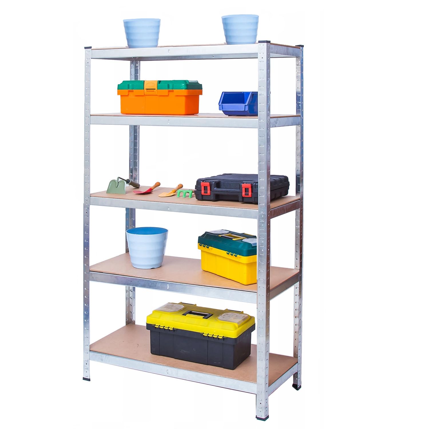 Green Blue GB378 2 x regał magazynowy z metalu, z 5 półkami o regulowanej wysokości, nośność 175 kg, 180 x 90 x 40 cm, ocynkowany, składany, do piwnicy, warsztatu, 2 sztuki