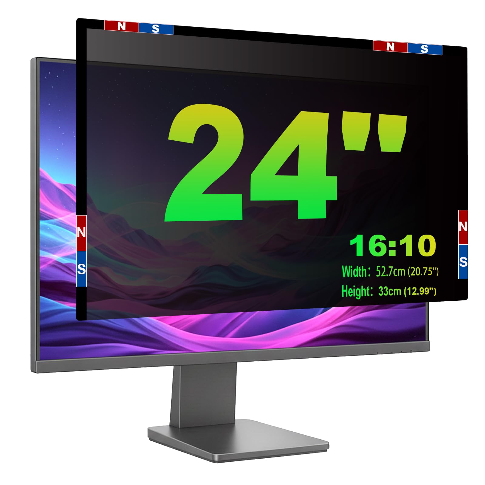 ruord Sichtschutzfolie für Monitor - Sichtschutz - Blaulichtfilter & Blendschutz, Abnehmbar Blickschutzfolie | PC Blickschutzfilter für Büro