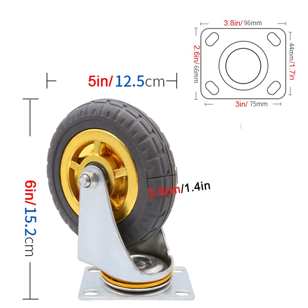 Roulettes, Roulettes pivotantes for meubles et établi, lot de 4, charge 400 kg(5inch)
