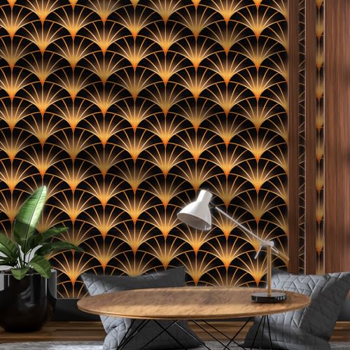 Carta da Parati Nera e Oro, 44 x 300 cm Carta da Parati...