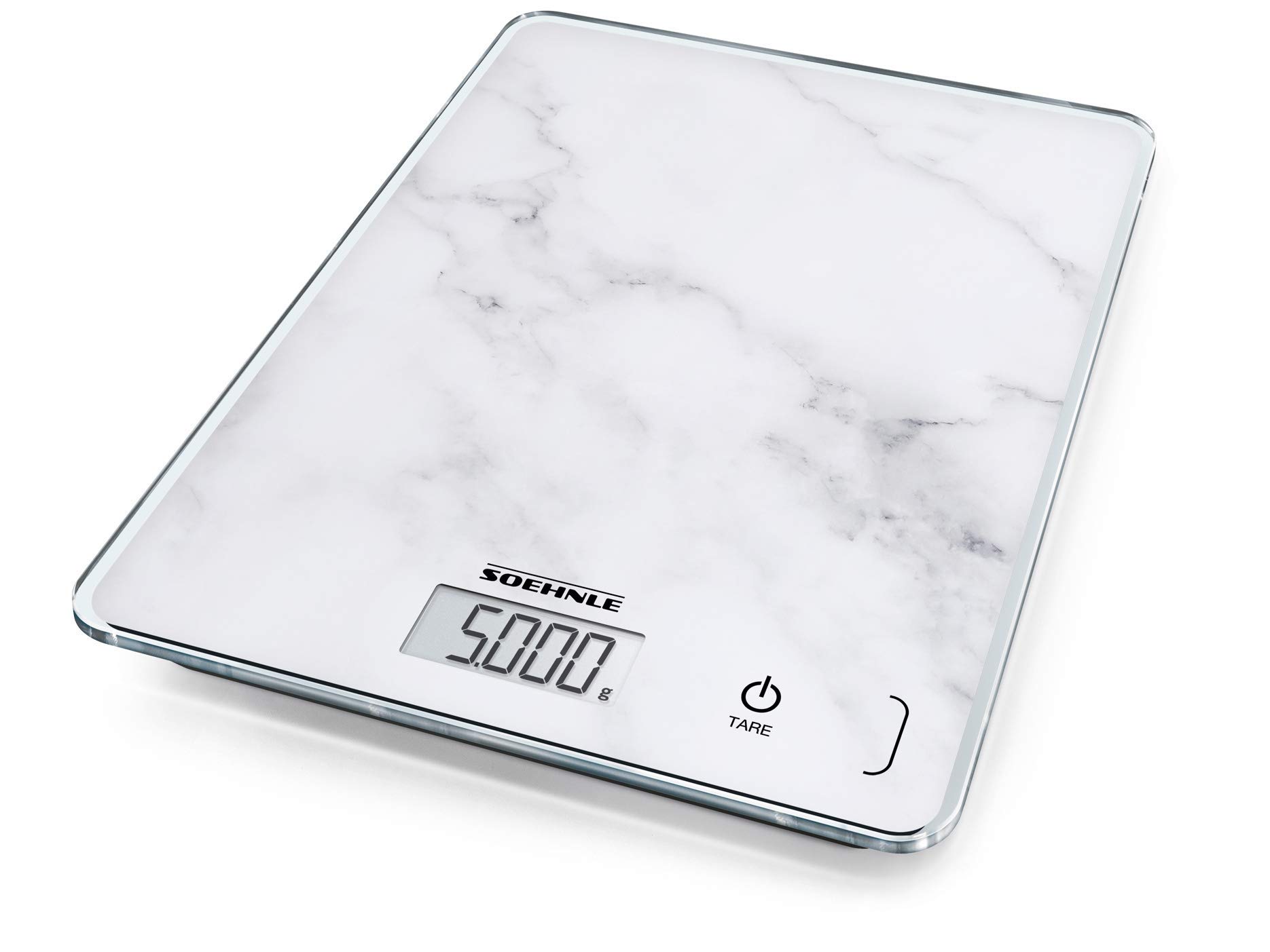 Soehnle Page Compact 300 Electronic Kitchen Scale, Food Scale with 5 kg Capacity and Easy-Read LCD Display in Metric or Imperial, Kitchen Scale for Cooking, Marble Design Surface