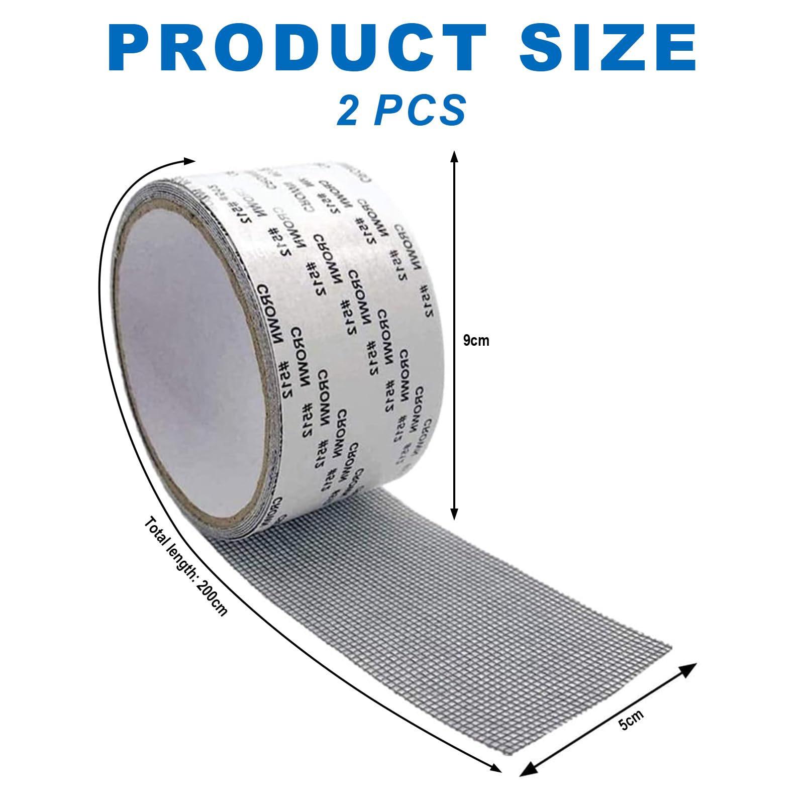 Nastri di Riparazione per finestre con Schermo, 2 Rotoli di Nastro Adesivo per Riparazione zanzariere 5 cm x 2 m - Set di Riparazione zanzariere ad Alta adesività per Fori