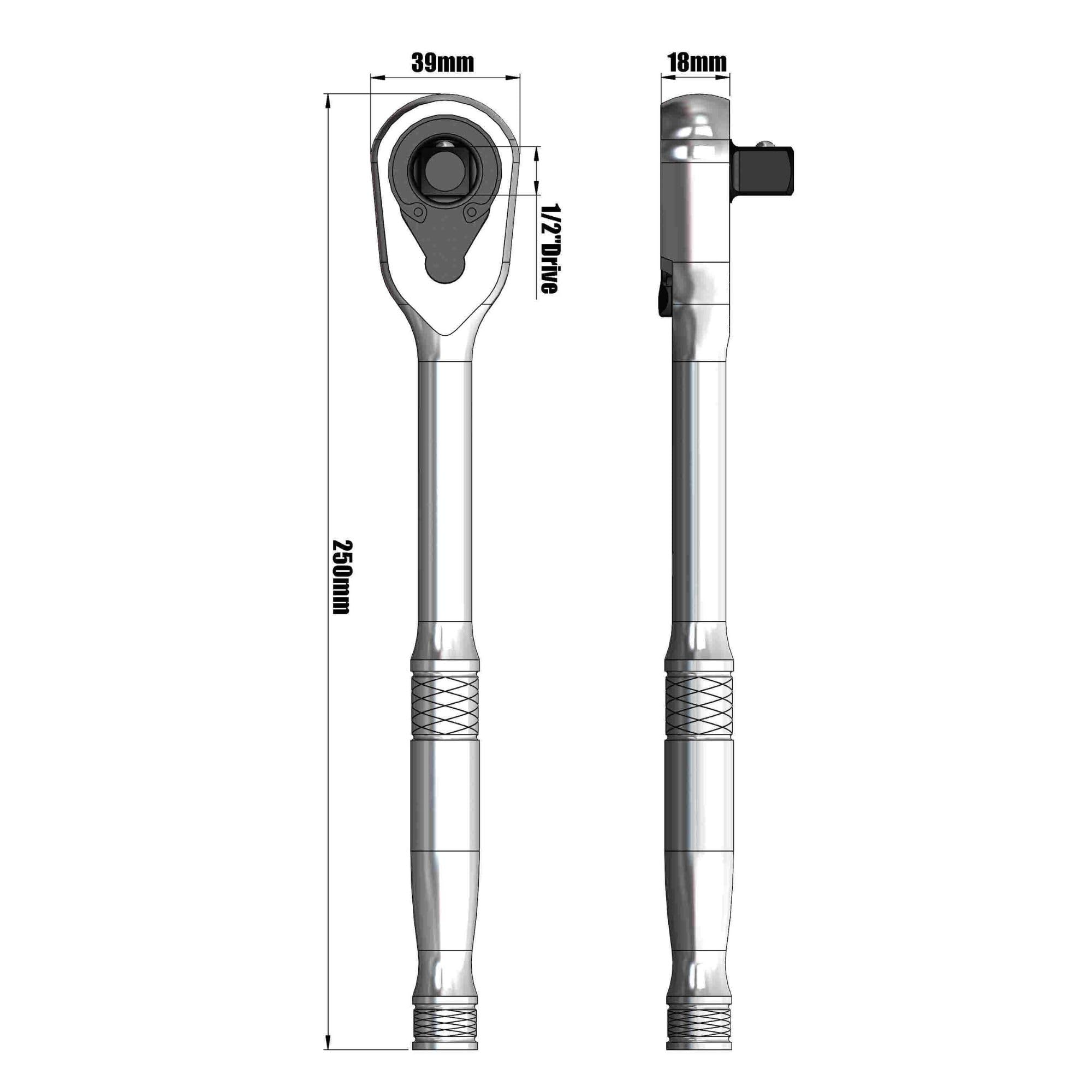 Trinquete de cabeza sellada 90-T de 1,27 cm, llave de mango de trinquete de cabeza comprimida reversible, par líder en la industria, diseño antipolvo, diseño de trinquete de trinquete único