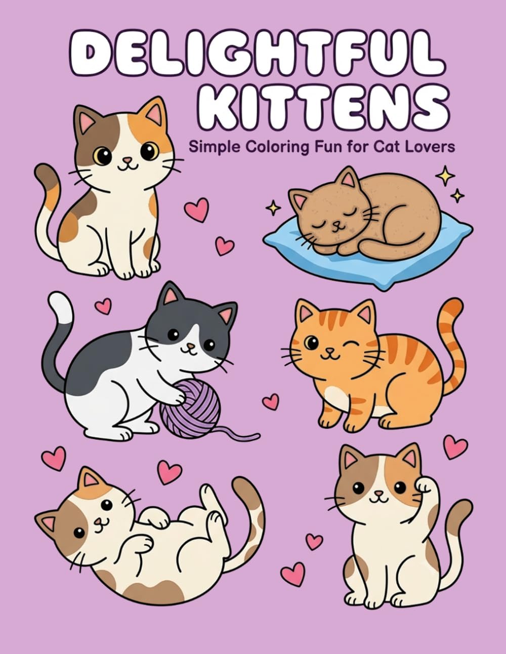 Delightful Kittens: Simple Coloring Fun for Cat Lovers: A Whimsical Journey of Cuteness | Easy, Bold Illustrations Featuring Playful Cats, Peaceful Naps, and Heartwarming Moments for All Ages