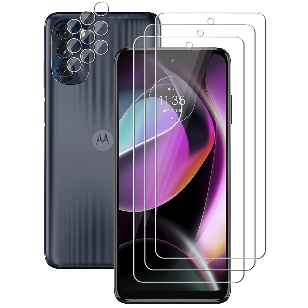 (3+3 For Motorola Moto G 5G 2022 (3 Pack) Tempered Glass Screen Protector with Camera Lens Protector, Anti Scratch, HD Clear