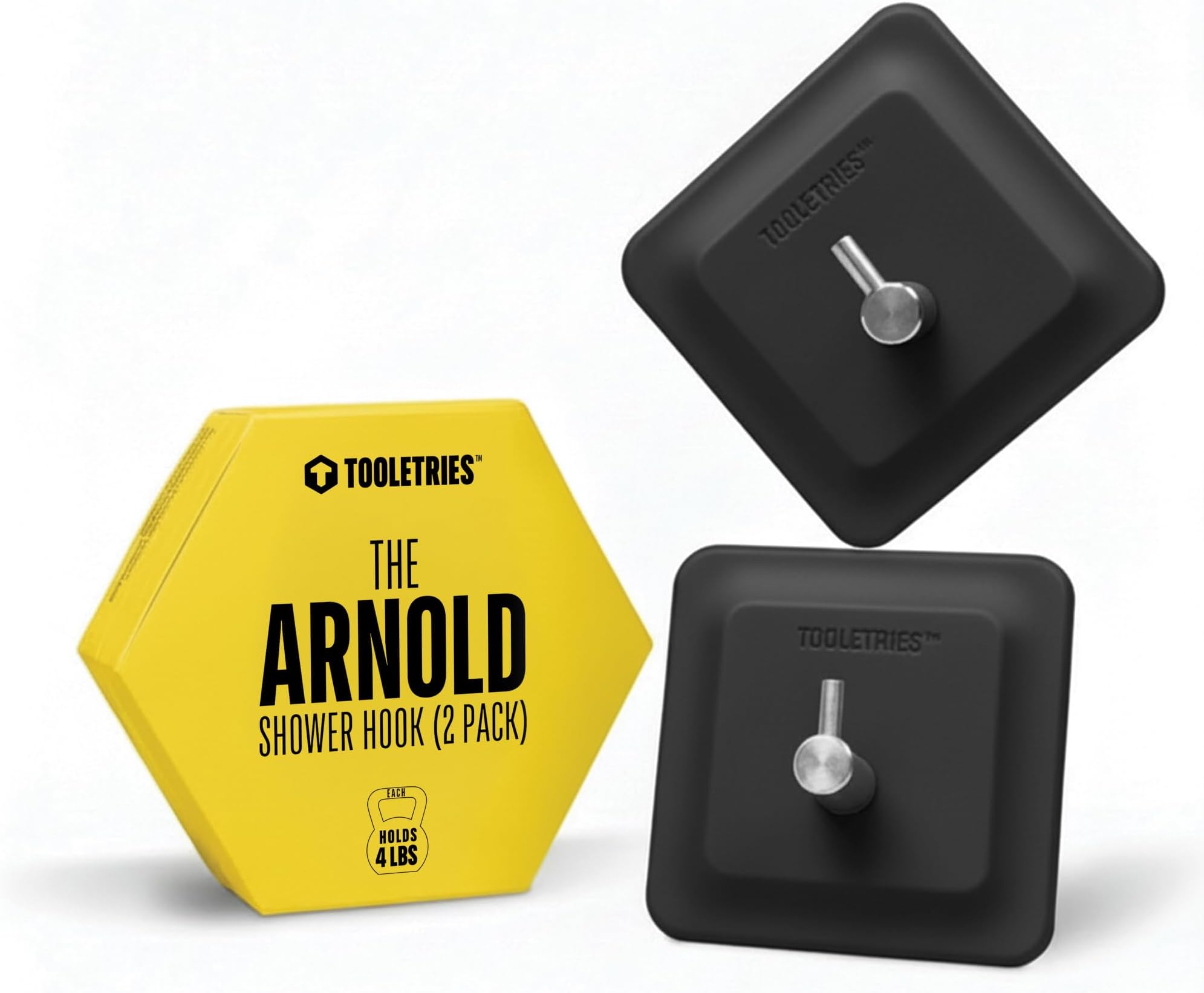 Arnold Silicone Shower Hook 2 Pack - Toiletries Organizer, Silicone Hooks, Removable & Reusable Shower Accessories - Charcoal