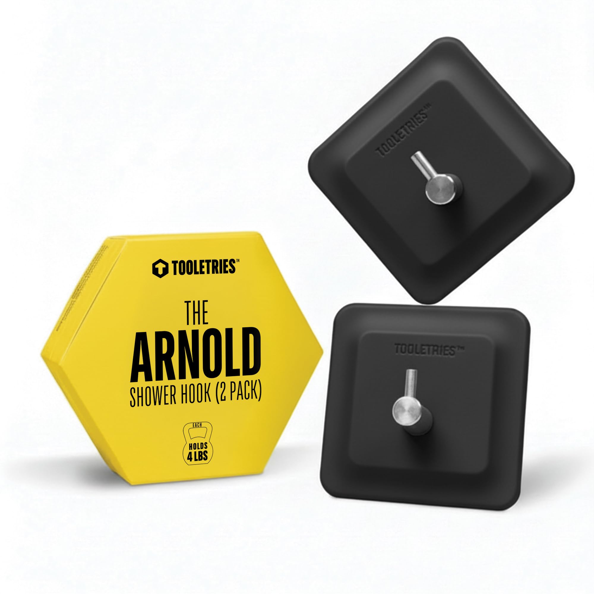 Arnold Silicone Shower Hook 2 Pack - Toiletries Organizer, Silicone Hooks, Removable & Reusable Shower Accessories - Charcoal