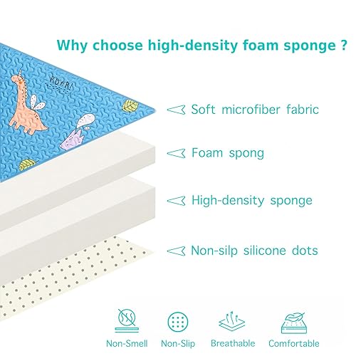 Miniatura 2 de Tapete de juego para bebé, tapete plegable lavable de 50 x 50 pulgadas, tapete de juego antideslizante para bebés y tapete de juego plegable para