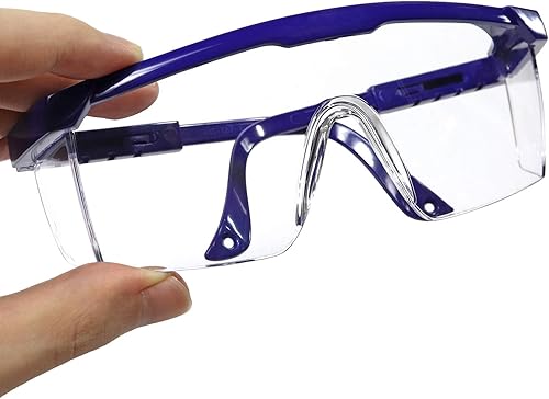 Miniatura 7 de Millennial Essentials Gafas de seguridad protectoras ajustables con lente envolvente transparente, antivaho y resistentes a los arañazos (1, azul)