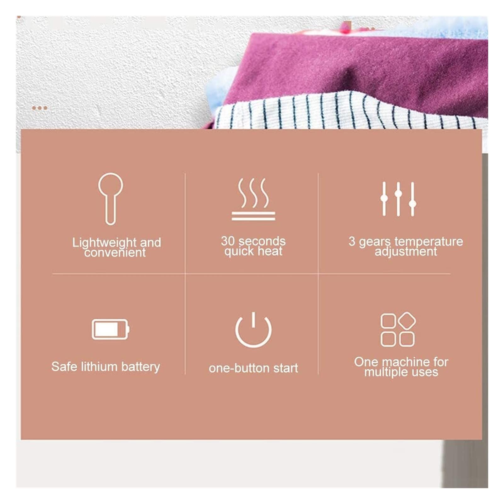 Plancha De Vapor De Viaje De 90 Vatios, Mini Plancha Eléctrica Inalámbrica Portátil, Pequeña Máquina De Planchar, Recargable Por USB, Con 30 Segundos De Conducción Térmica Rápida ( Color : White )