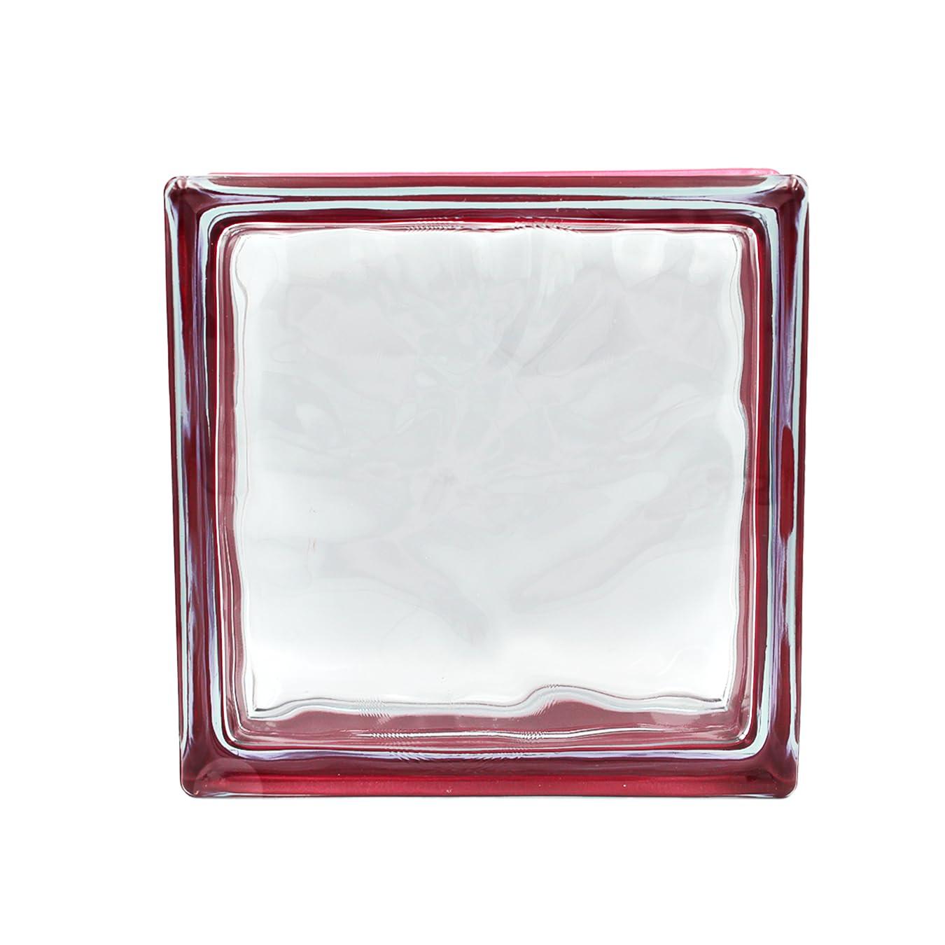Bloque de vidrio Reflejos Ondulado color Rojo | cm 19x19x8 | Unidad de venta 1 caja de 6 pzas | Euro/pza. 5,50