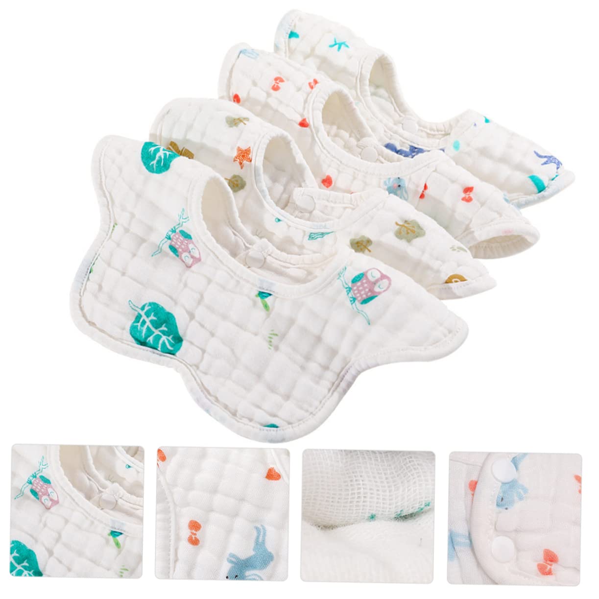 Abaodam 8pezzi Bavaglini Per Morbidi e Assorbenti Design Cartoon Per Evitare Macchie Saliva e Casual