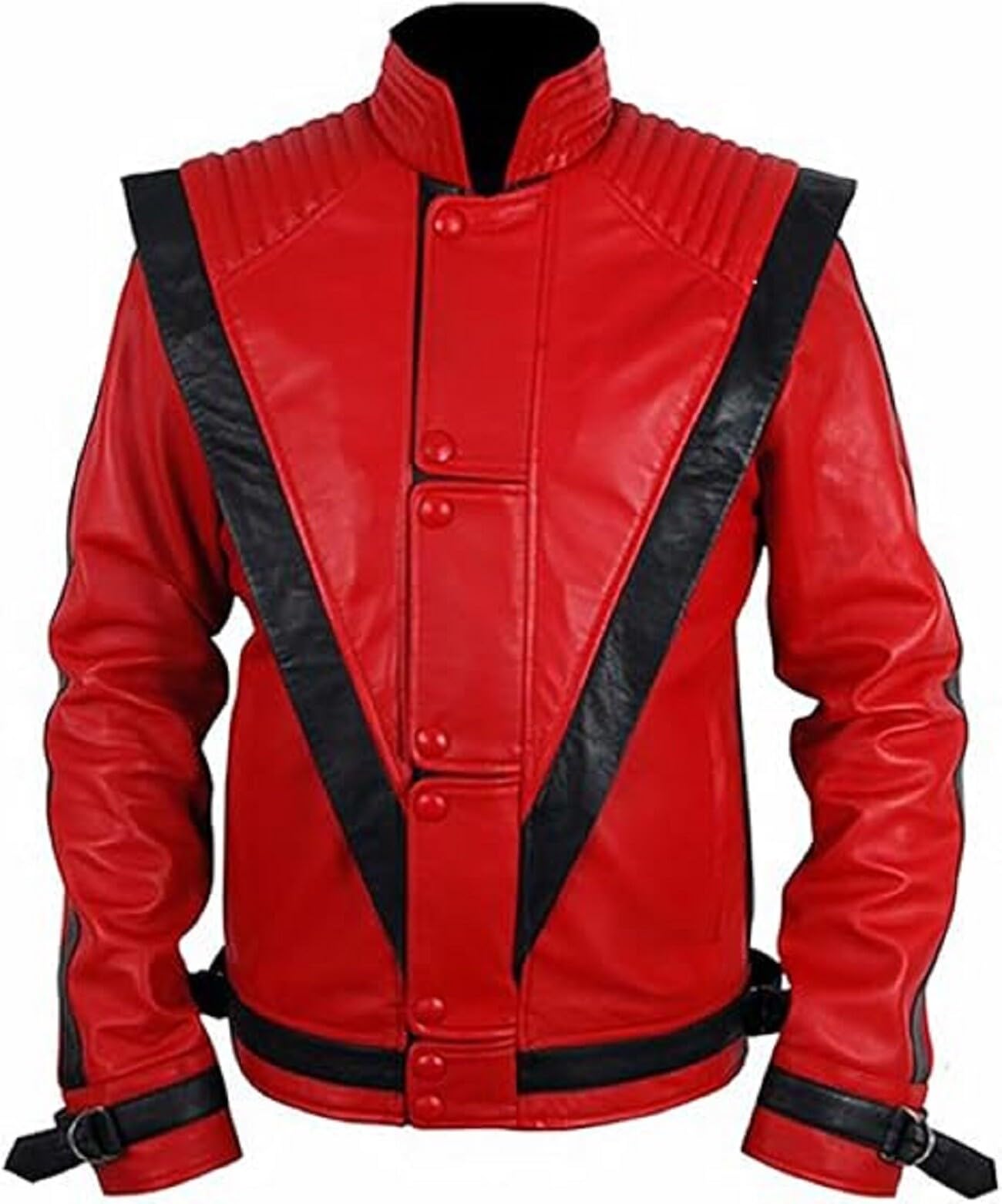Męska czerwona kurtka skórzana MJ Thriller Real & Faux