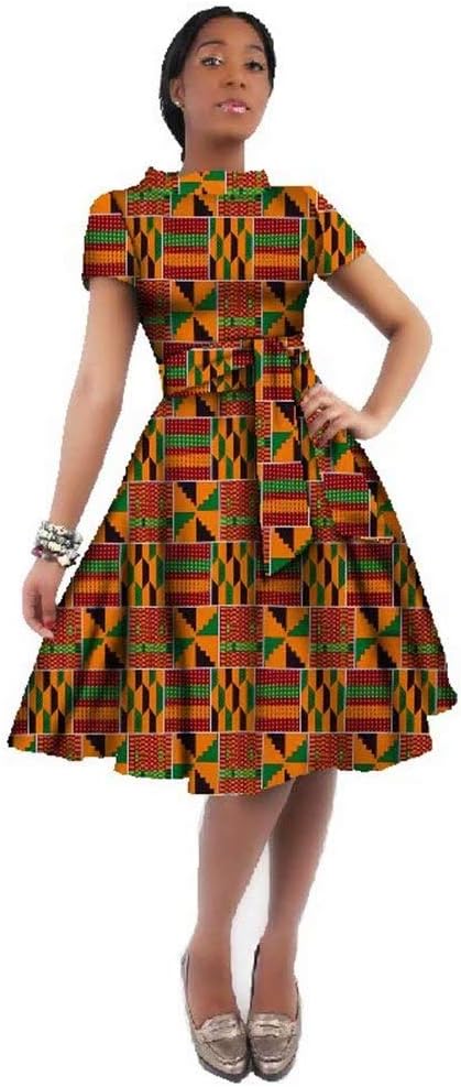 iooiooiAfrican Dress for Women African Wax Print Knee Skirts Dashiki Plus Size Style Party Clothing for Women
