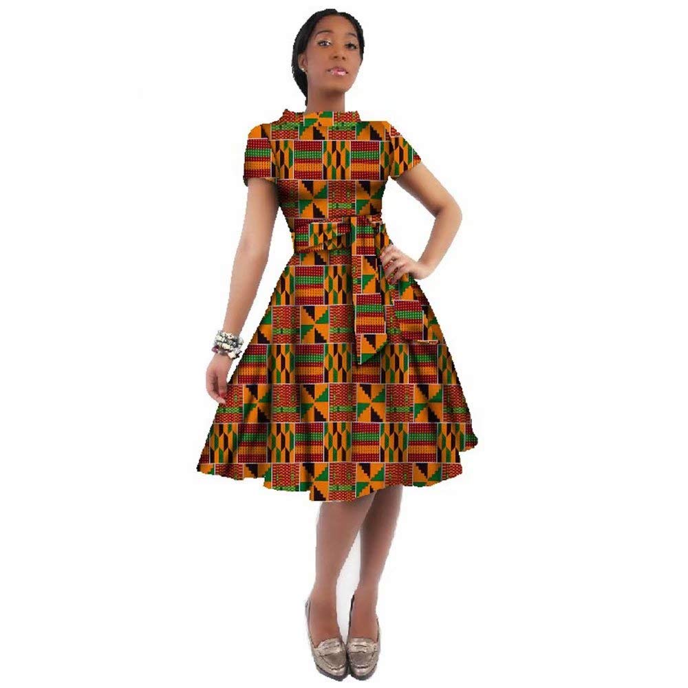 iooiooiAfrican Dress for Women African Wax Print Knee Skirts Dashiki Plus Size Style Party Clothing for Women