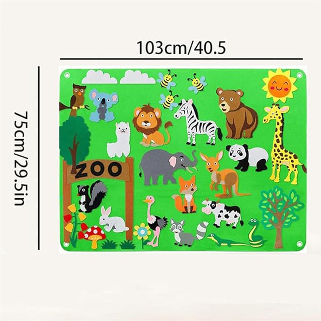 Tableau D'histoire en Feutre, Animaux De La Ferme, Tableau D'histoire en Feutre Flou, Jouets en Flanelle Réutilisables pour l'espace/la Voiture,Tableaux en Feutre pour Les Murs (Animal)