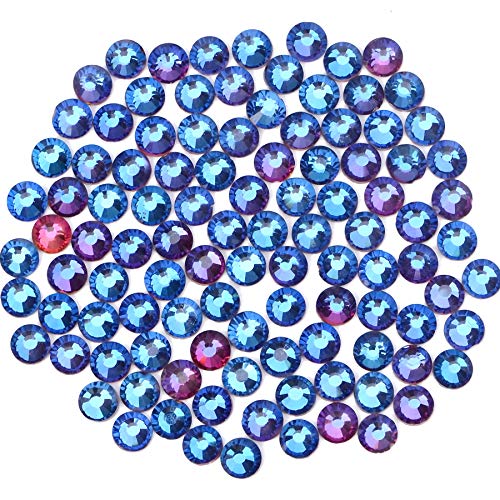 Image of 3000 Pieces Hot Fix Glass Flatback Rhinestones HotFix Round Crystal Gems (Blue Flare, SS10)