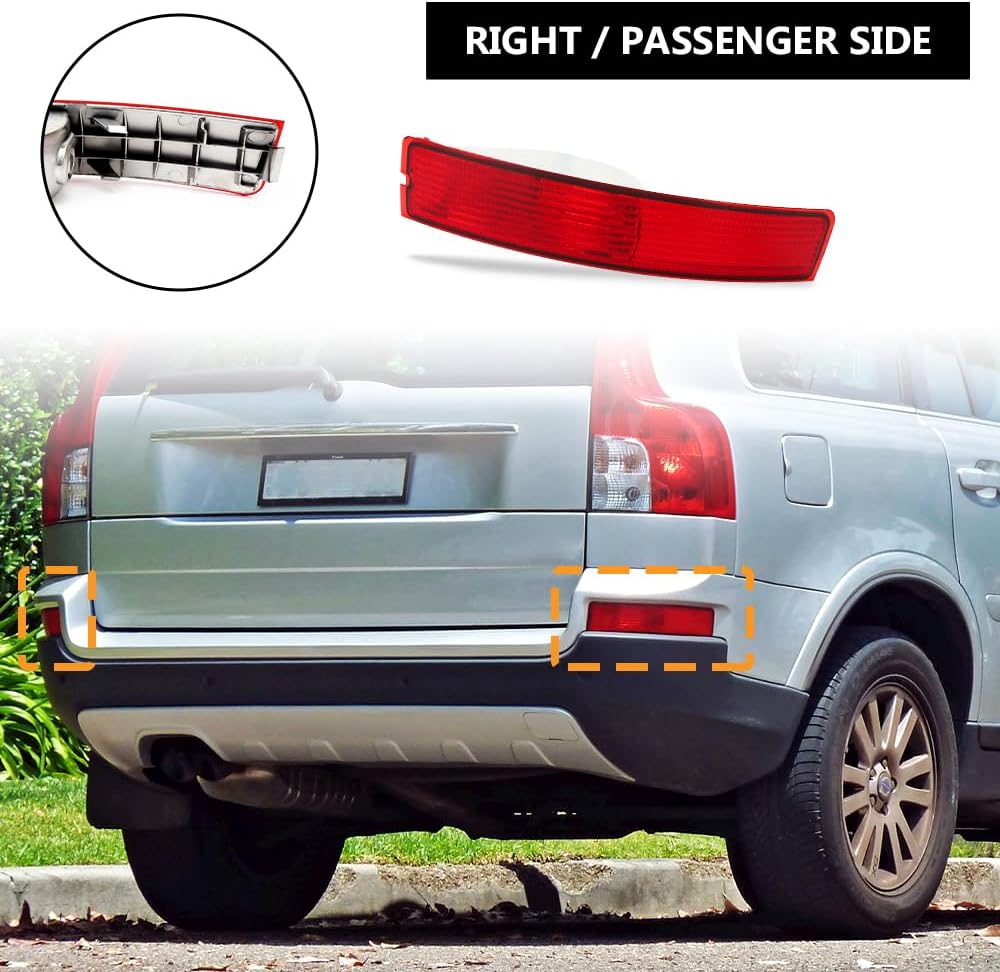 BuleVina Right Rear Bumper Reflector Fog Light for Volvo XC90 2007–2014 – Passenger Side – Replaces OEM 31111185 – Bulb Not Included