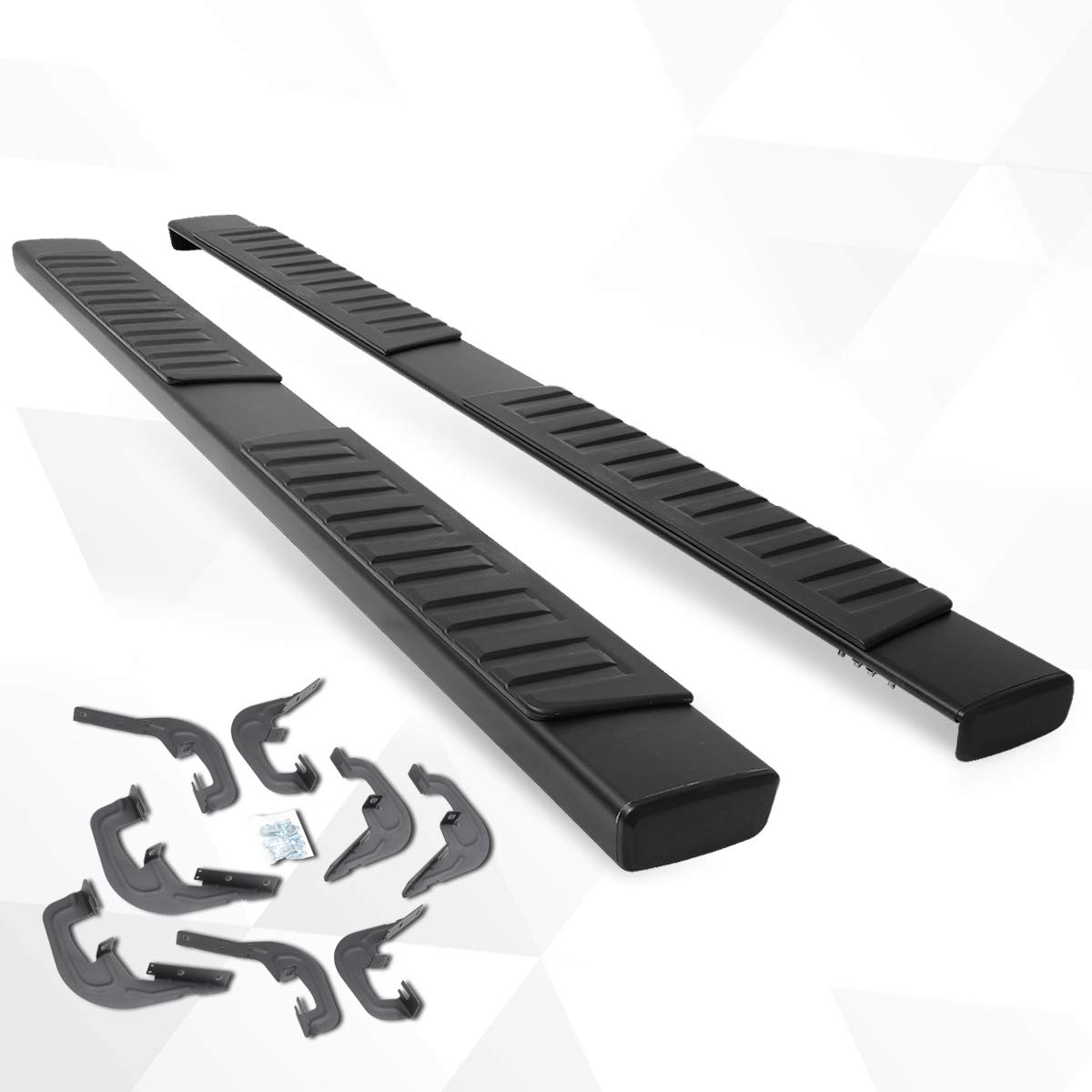 [Pair] 6 Inch Aluminum Full Black Running Boards Side Steps Compatible with 07-19 Chevy Silverado/GMC Sierra Crew Cab