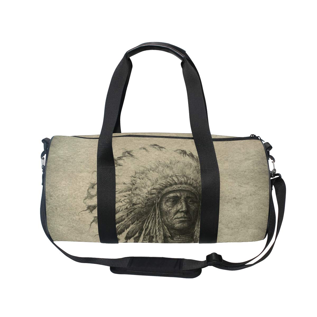 Sports Gym Duffle Bag American Indian Chief Travel Luggage for Men Women