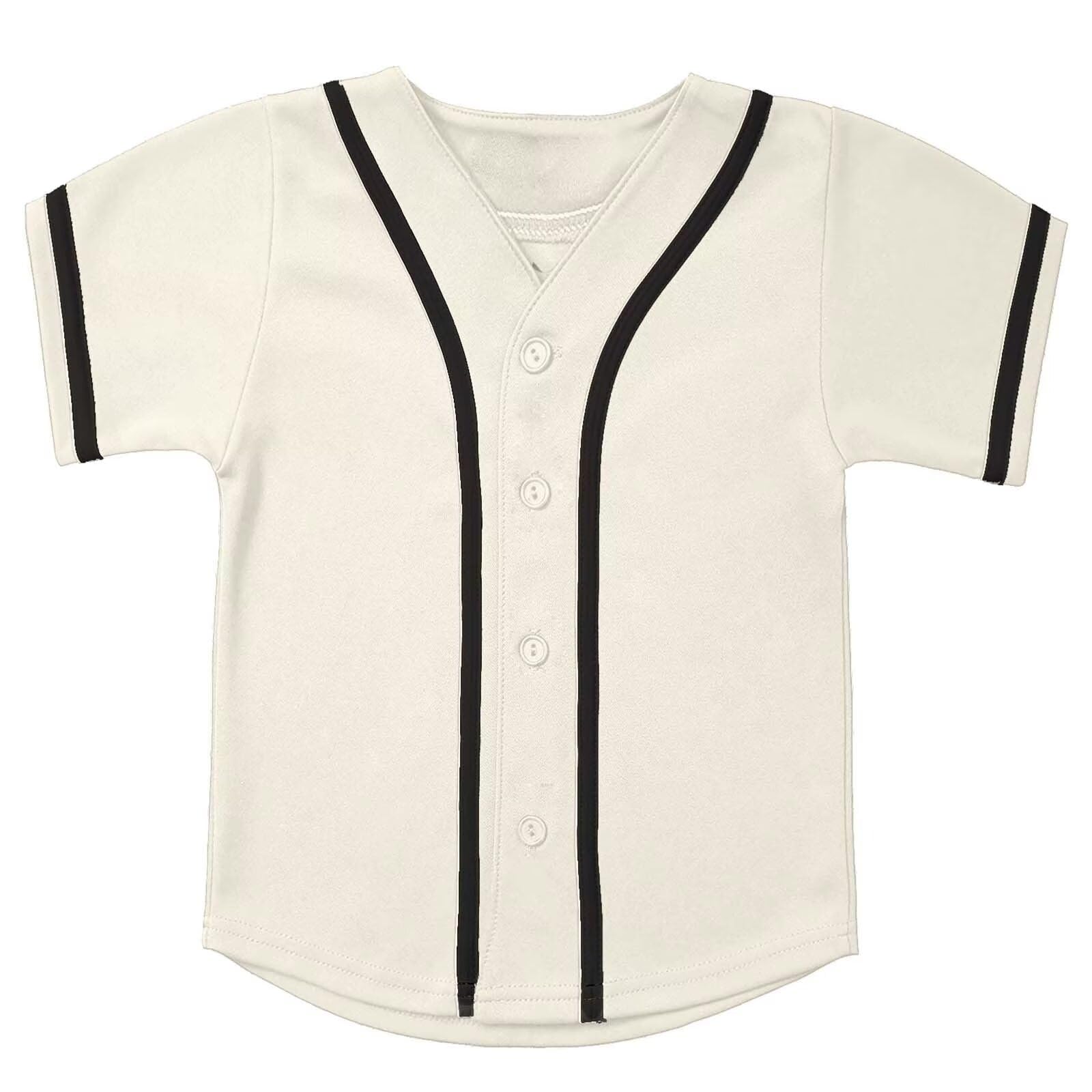 babyhealthy Kids Baseball Jersey Button Down Hip Hop Personalized Sport T Shirts Tops for Boys White